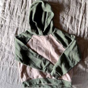 Madewell cotton hoodie. XS, peach and sage green.